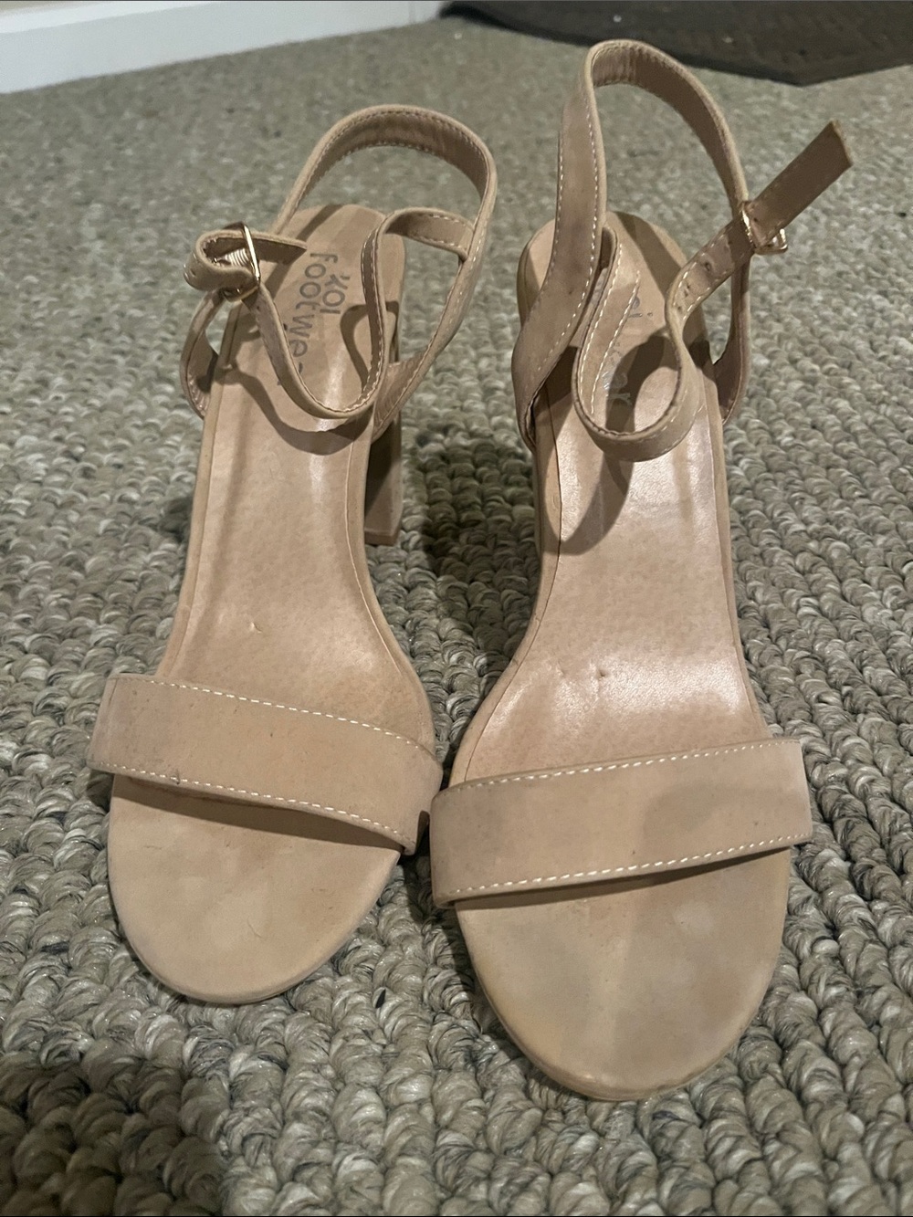 Koi Tan Chunky Heel Faux Suede Sandals UK 8 / US 10